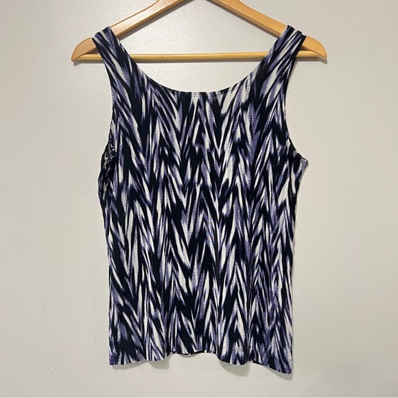 Chico's Travelers Tank Top Large Purple Black White Summer Wrinkle Resistant Top - Picture 4 of 7